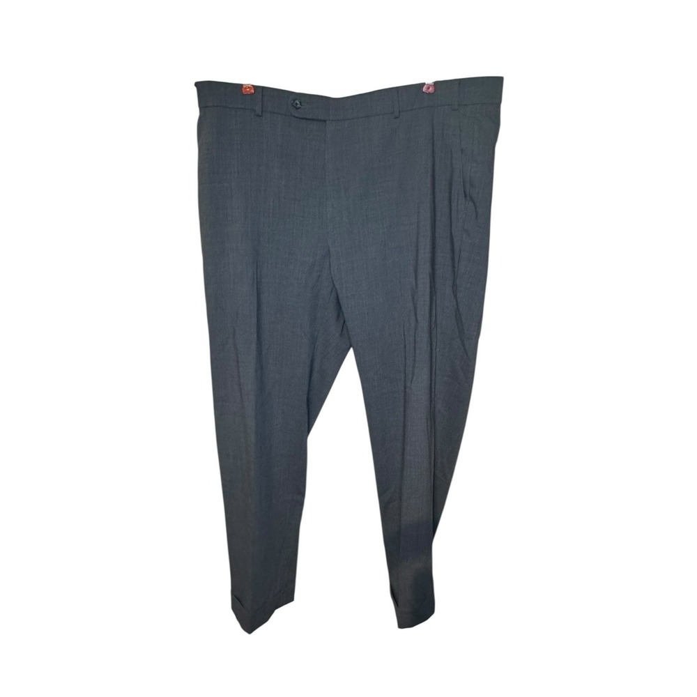 Ballin Men's Dress Pants 100% Super 120s Wool Cuffed Lined Comfort Eze Gray 40